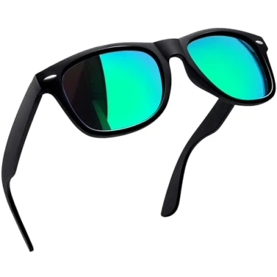 Abbildung von Joopin Polarisierte Sonnenbrille Herren Grün Verspiegelt und Vintage Damen Unisex UV400 Spiegel Rechteckige (Grün Schwarz)
