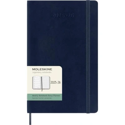 Abbildung von Moleskine Wochen Notizkalender 2025 2026, 18 Monats Wochenplaner mit Notizplatz, Weiche Einband und Gummiband, Großformat 13 x 21 cm, Saphirblau
