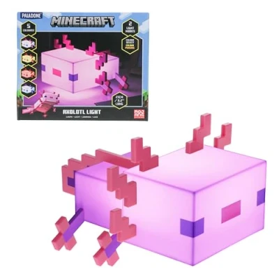 Abbildung von Minecraft Axolotl Lampe Offiziell lizenziert, Fünf Farbmodi, für Gaming Schreibtisch oder Nachttisch, Schlafzimmerdeko