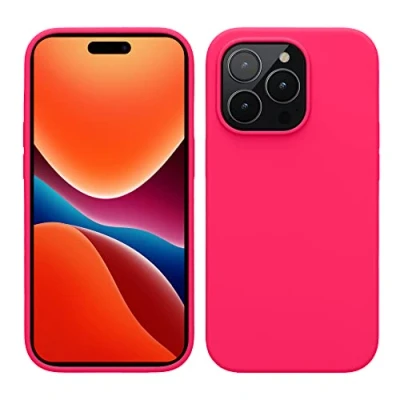 Abbildung von kwmobile Handyhülle für iPhone 14 Pro Hülle, Case Hülle Silikon kabelloses Laden Neon Pink
