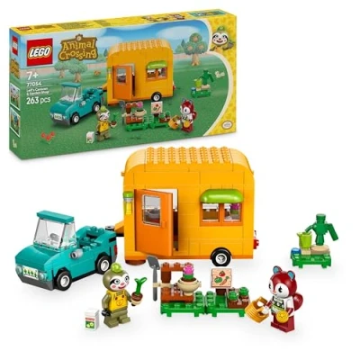 Abbildung von LEGO Animal Crossing Gerds Wohnwagen &amp; Gärtnerei, Bauset für Rollenspiele, Spielzeug Auto Kinder, Geschenk Mädchen und Jungen ab 7 Jahren, Videospiel mit Tierfiguren 77054