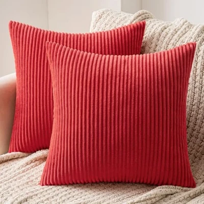Abbildung von MIULEE 2er Set Weihnachten Kissenbezüge Kord Kissenhülle Dekorative Kissenbezug Sofakissen Couchkissen Dekokissen Zierkissenbezug Deko mit Verstecktem Reißverschluss 40x40 cm Rot