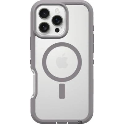 Abbildung von OtterBox Defender Series XT MagSafe Hülle für iPhone 16 Pro Max, stoßfest, Ultra robust, schützende Hülle, 7X getestet nach Militärstandard, Transparent/Grau