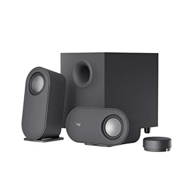 Abbildung von Logitech Z407 Bluetooth Computerlautsprecher mit Subwoofer und kabelloser Steuerung, raumfüllendem Sound, Premium Audio mehreren Eingängen, USB Lautsprechern Graphit