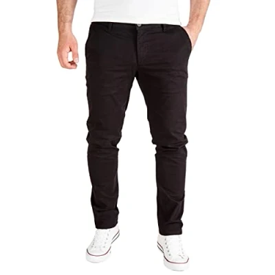 Abbildung von PITTMAN Derrick Chino Herren Hose Schwarze Hosen Chinohosen Männer Stretch Slim Fit Chinos, Schwarz (Black 194008), W38/L34