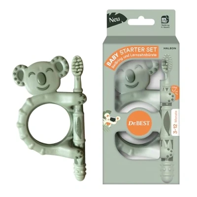 Abbildung von Dr.BEST Baby Starter Set: Beißring und Lernzahnbürste, Weich (1 Stück), ab 3 Monate