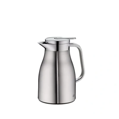 Abbildung von alfi SKYLINE 0,65 Liter,stainless steel mat, Edelstahl Isolierkanne mit hygienischem Hartglaseinsatz,Drehverschluss bequemer Drucktaste,ergonomischer Griff, einer Hand, ideal als Kaffeekanne