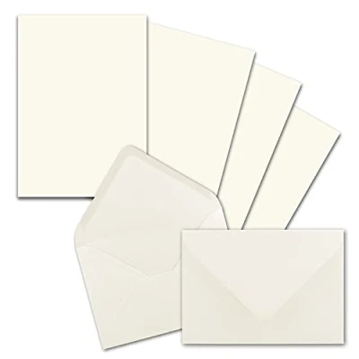 Abbildung von 25x Briefpapier Sets DIN A5 mit C6 Briefumschlägen Naturweiß Nassklebung (Weiß) mattes Schreibpapier Kuverts FarbenFroh by GUSTAV NEUSER