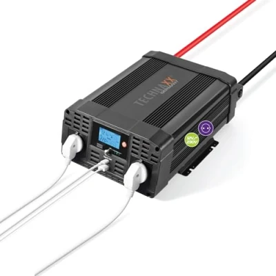 Abbildung von Technaxx KFZ Wechselrichter 12V auf 230V 2000W / 4000W TÜV zertifizierter Auto Spannungswandler mit LC Display, 2x Schuko &amp; USB Inverter für Camping, Wohnmobil, Boot TE20