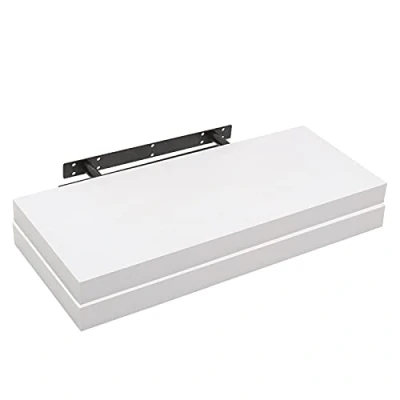 Abbildung von WOLTU 2X Wandregal Wandboard Bücherregal Regale für Deko Wandablagen aus MDF Holz, 2er Set Hängeregal Weiss, 40x23x3,8cm RG9372ws 2