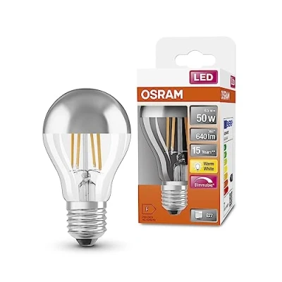 Abbildung von OSRAM LED SuperStar Classic A50 Dimmbare Lampe für E27 Sockel, Birnenform, FIL Mirror Silver, 640 Lumen, warmweiß (2700K), Ersatz herkömmliche 50W Glühbirnen, 6er Pack