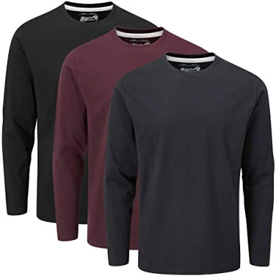 Abbildung von Charles Wilson 3er Pack Langarm T Shirt Mit Rundhalsausschnitt (3XL, Dark Essentials 21 (0822))