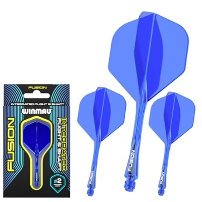 Abbildung von WINMAU Fusion Azurblau Blau Mittelstufe Integriertes Dart Flug und Schaftsystem 1 Set pro Packung (insgesamt 3 Schäfte)