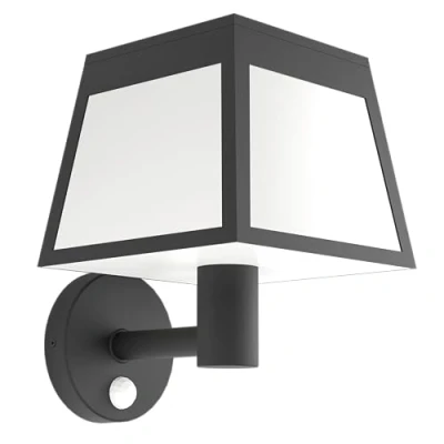 Abbildung von EGLO LED Wandlampe außen Altilia, Outdoor Solarlampe mit Bewegungsmelder, Solar Außenlampe Laterne aus Kunststoff in Schwarz und Weiß, Außenbeleuchtung IP44