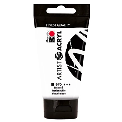 Abbildung von Marabu 12200003970 Artist Acryl titanweiß 75 ml, feine Acrylfarbe in Künstlerqualität, auf Wasserbasis, pastose Konsistenz, hoch pigmentiert, sehr gute Brillanz und Deckkraft