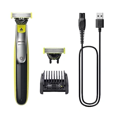 Abbildung von PHILIPS OneBlade 360 Face Elektrischer Bartstyler und Trimmer, 2x Klinge, verstellbarer 5 in 1 Kammaufsatz, QP2734/30