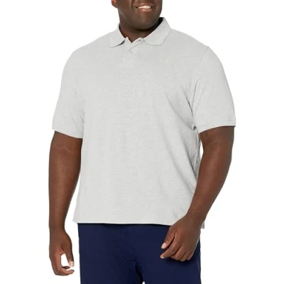Abbildung von Amazon Essentials Herren Polohemd mit normaler Passform aus Baumwollpiqué (erhältlich in Big &amp; Tall), Hellgrau Meliert, XXL