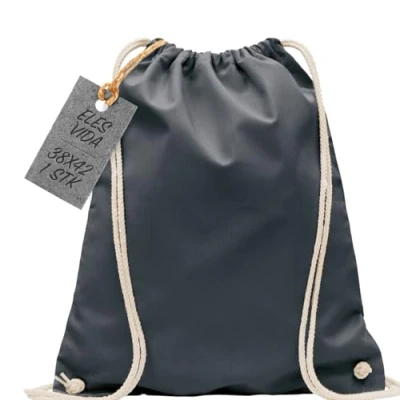 Abbildung von Baumwoll Turnbeutel 1 Stück 38 x 42 cm Sportbeutel Rucksack Stofftasche Bag, Beutel, Baumwollbeutel, Jutebeutel OEKO TEX® geprüft Stoffbeutel Damen &amp; Herren, Kinder Gym Sack zum bemalen in Anthrazit