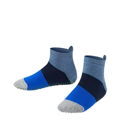 Abbildung von FALKE Unisex Kinder Hausschuh Socken Colour Block K HP Baumwolle rutschhemmende Noppen 1 Paar, Blau (Denim 6666), 19 22