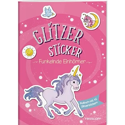 Abbildung von Glitzer Sticker Malbuch. Funkelnde Einhörner / Magische Motive zum Ausmalen und 45 Stickern Mal Stickerspaß für Kinder ab 5 Jahren: Mit glitzernden (Malbücher blöcke)