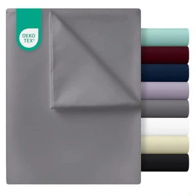 Abbildung von Utopia Bedding Bettlaken ohne Gummizug Betttuch 270 x 290 cm Laken für Bett 180 200 Flaches Blatt weiche gebürstete Mikrofaser Grau