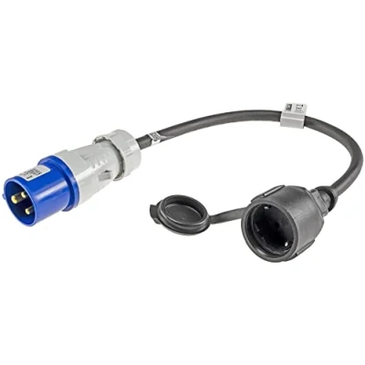Abbildung von CEE Kabel Adapter Stecker auf Schutzkontakt Kupplung 35cm IP44 spritzwassergeschützt I H07RN F 3G2,5 230V / 16A 3 polig 3.500W für Camping, Caravan und Wohnwagen