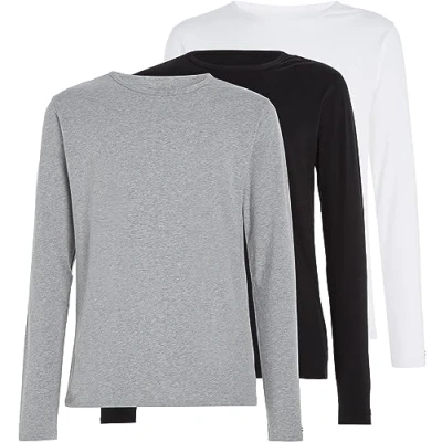Abbildung von Tommy Hilfiger Herren Langarmshirts Basic, Mehrfarbig (Black/White/Grey Heather), S