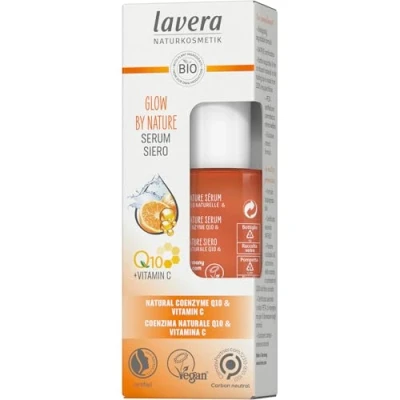 Abbildung von lavera GLOW BY NATURE Serum Naturkosmetik vegan Q10 &amp; Vitamin C Feuchtigkeitsspendend Anti Falten vitalisierend straffe Haut PETA zertifiziert 1 x 30 ml, Orange