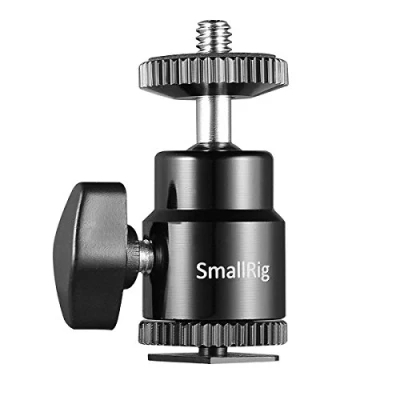 Abbildung von SMALLRIG Mini Stativkopf Kugelkopf mit 1/4 Blitzschuhadapter, 360 Drehbar Ball Head Hot Shoe Apdater zum LCD Monitor, Mikrofon, LED Licht 761