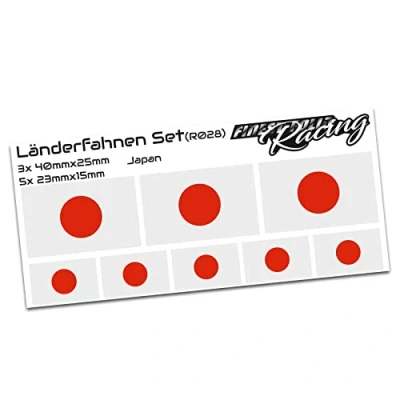 Abbildung von Finest Folia 8er Set Länderaufkleber Fahne Länderfahne Flagge Wetterfest RC Car Auto Motorrad Sticker Fahrrad Aufkleber Modellbau R028 (Japan)