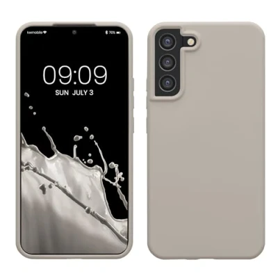 Abbildung von kwmobile Hülle kompatibel mit Samsung Galaxy S22 Plus Silikon Handy Case Handyhülle weiche Oberfläche kabelloses Laden Beige matt