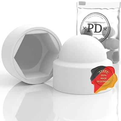 Abbildung von PD® Sechskant Schutzkappen M10 (Schlüsselweite 17) Abdeckkappen für Schrauben Weiß aus Kunststoff Langlebige Muttern &amp; Schraubenkopf Schraubenabdeckung Weiss 10 Stück