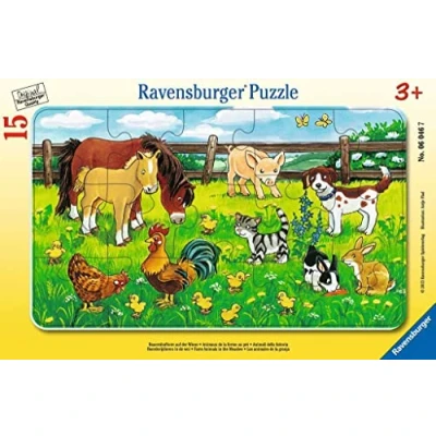 Abbildung von Ravensburger Kinderpuzzle 06046 Bauernhoftiere auf der Wiese Rahmenpuzzle für Kinder ab 3 Jahren, mit 15 Teilen
