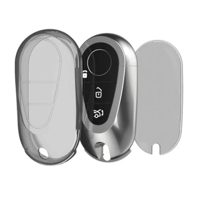 Abbildung von kwmobile Autoschlüssel Hülle kompatibel mit Mercedes Benz 3 Tasten Smart Schlüsselhülle Silikon Cover Schwarz Transparent