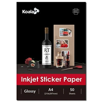 Abbildung von KOALA Inkjet Selbstklebendes/Klebriger Rücken weißes Glänzend Fotopapier, Etikettendruckpapier, A4, 50 Blatt