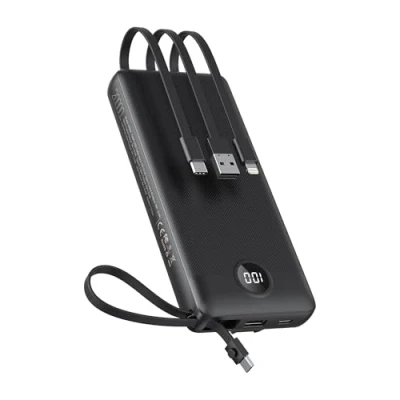 Abbildung von Powerbank 20000mAh Power Bank mit Kabel VEEKTOMX USB C Tragbares Ladegerät 5 Ausgängen LED Display Externe Handyakkus Kompatibel iPhone, iPad, Samsung, Huawei, Xiaomi, OnePlus usw.