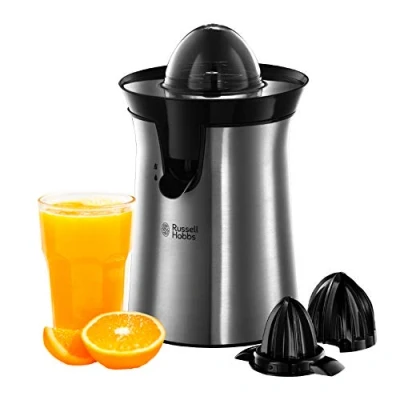Abbildung von Russell Hobbs Orangenpresse &amp; Zitruspresse elektrisch [links rechtsrotierend, 2 Presskegel für Zitronen/Orangen] Edelstahl (Tropf Stopp Funktion, spülmaschinenfest, BPA frei) Saftpresse 22760 56
