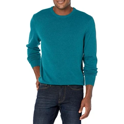 Abbildung von Amazon Essentials Herren Pullover mit Rundhalsausschnitt (in Übergrößen erhältlich), Grünblau Meliert, L