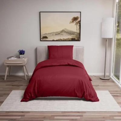 Abbildung von Dreamzie Bettwäsche Set 155x220 cm mit 2 Kissenbezügen 80x80 Burgunderrot Bettbezug Erwachsene aus 100% Mikrofaser Zertifiziert ohne Chemikalien (Oeko TEX)