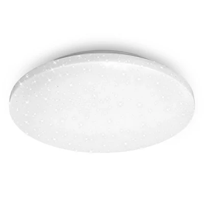 Abbildung von BRILONER LED Deckenlampe mit Sternendekor, Deckenleuchte Bad IP44, gelochtes Dekor, neutralweißes Licht, Ø340 mm, Weiß