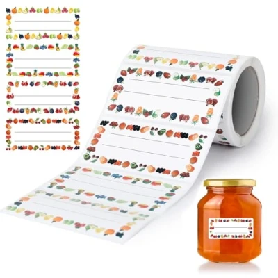Abbildung von AiQInu 200 Stück Marmeladen Etiketten Selbstklebend,Etiketten Zum Beschriften, Klebeetiketten Marmelade Für Marmeladengläser Flaschen Gewürzgläser