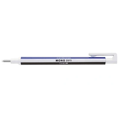 Abbildung von Tombow EH KUR Präzisionsradierer MONO zero nachfüllbar runde Spitze, Durchmesser 2.3 mm, weiß/blau/schwarz 1 Stück (1er Pack)
