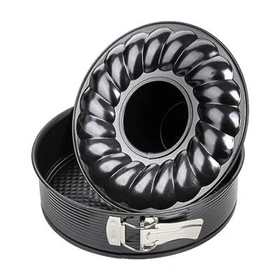 Abbildung von Zenker Springform Flach und Rohrboden Ø 28 cm Backform mit 2 Böden, Profi Kuchenformen Set, hochwertiger Antihaftbeschichtung, einfaches Entformen für saftige Kuchen Torten, Menge: 1 Stück ,Schwarz