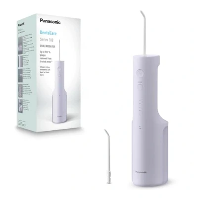 Abbildung von Panasonic Series 300 Munddusche EW DJ26 V303, für Zähne, 200 ml, IPX7, 2 normale Düsen, 5 Wasserdruckstufen, Reisezubehör, Violett