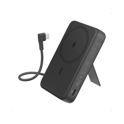 Abbildung von Anker Zolo magnetische Powerbank, 10.000mAh kabelloses tragbares Ladegerät mit 30W Max. Schnellladen, integriertem USB C Kabel und verstellbarem Ständer, für iPhone 16/15 Serie, AirPods mehr