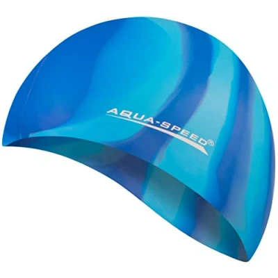 Abbildung von Aqua Speed Bunt reißfeste Badekappe + Kleines Mikrofaserhandtuch Damen Herren Schwimmmütze für Kinder Bademütze wasserdicht Badehaube Schwimmhaube Silikonbadekappe 16. / 64