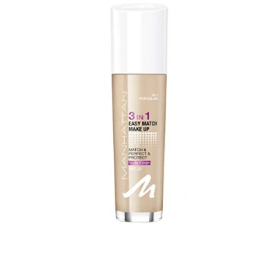 Abbildung von Manhattan 3in1 Easy Match Make Up, ölfreie Foundation für einen makellosen Teint, Farbe 30.2 porcelain, 30ml