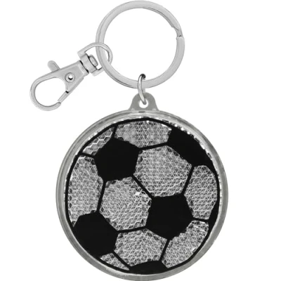 Abbildung von GRUSS &amp; CO Reflektor Motiv Fußball Runder Anhänger mit Schlüsselring und Karabinerverschluss, Schlüsselanhänger auf Headercard, Reflektoranhänger Kindergeburtstag, Geschenk, Schulstart 70138
