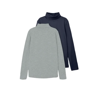 Abbildung von NAME IT Unisex NKNVIGGO 2P LS Slim Rollneck O NOOS Langarmshirt, Dark Sapphire/Pack:Grey Melange, 116