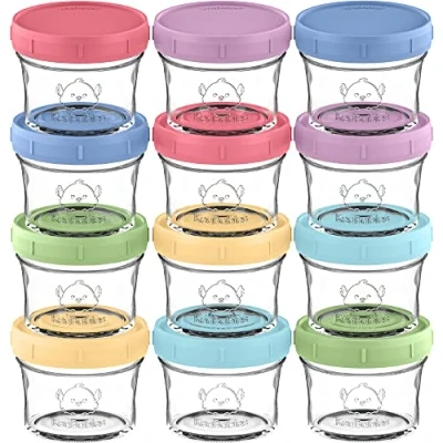 Abbildung von 12 Pack Babybrei Einfrieren Behälter Glas Beikost Baby Zubehör, Mikrowellen Behälter,Lecksicher Babynahrung Behälter,Beikost Behälter,Babynahrung aufbewahrung (Nord)